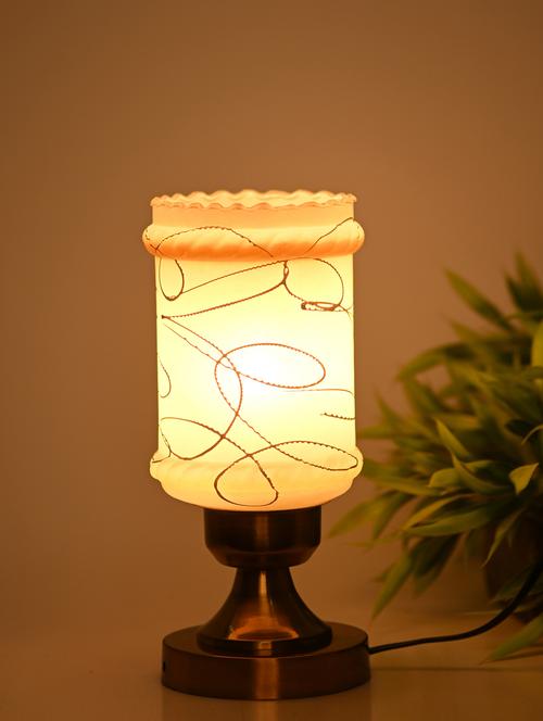 designer led compatible table lamp with decorated glass shade - 18825374 - Very Small Image - 1