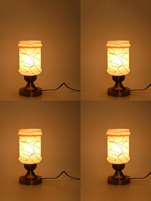 designer led compatible table lamp with decorated glass shade - 18825378 - Very Small Image - 1