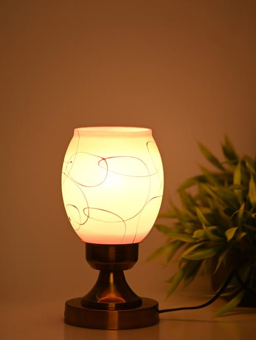 designer led compatible table lamp with decorated glass shade - 18825385 - Very Small Image - 1