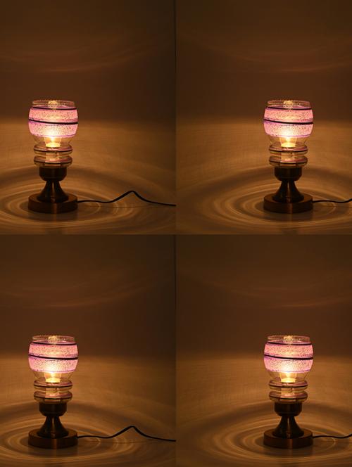 designer led compatible table lamp with decorated glass shade - 18825453 - Very Small Image - 1