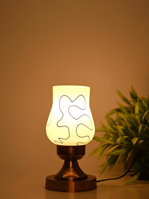 designer led compatible table lamp with decorated glass shade - 18825460 - Very Small Image - 1