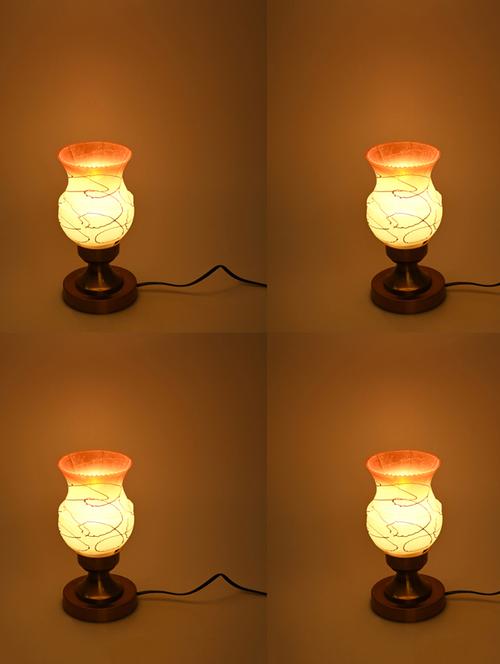 designer led compatible table lamp with decorated glass shade - 18825475 - Very Small Image - 1