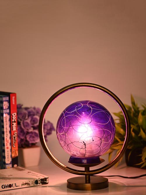 designer & decorative round table lamp with decorative colorful glass shade - 18825485 - Very Small Image - 1