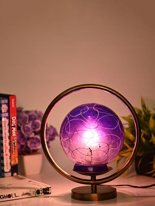 designer & decorative round table lamp with decorative colorful glass shade - 18825488 - Very Small Image - 1