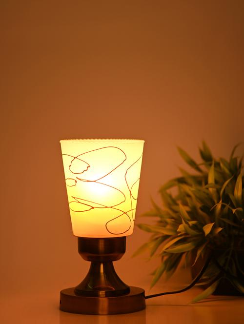 designer led compatible table lamp with decorated glass shade - 18825489 - Very Small Image - 1