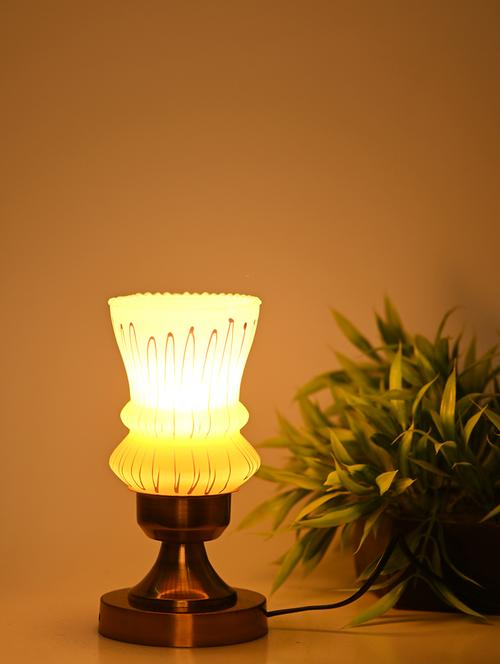 designer led compatible table lamp with decorated glass shade - 18825504 - Very Small Image - 1