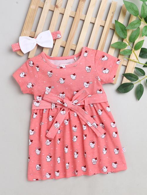 girls round neck short sleeves frock - 18825509 - Very Small Image - 1