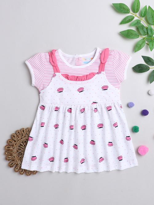 girls round neck cap sleeve frock - 18825534 - Very Small Image - 1