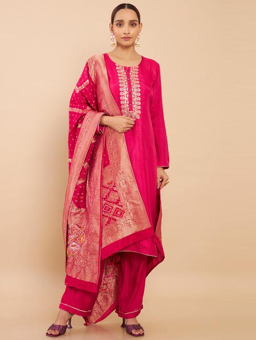 pink unstitched suit - 18826860 - Very Small Image - 1