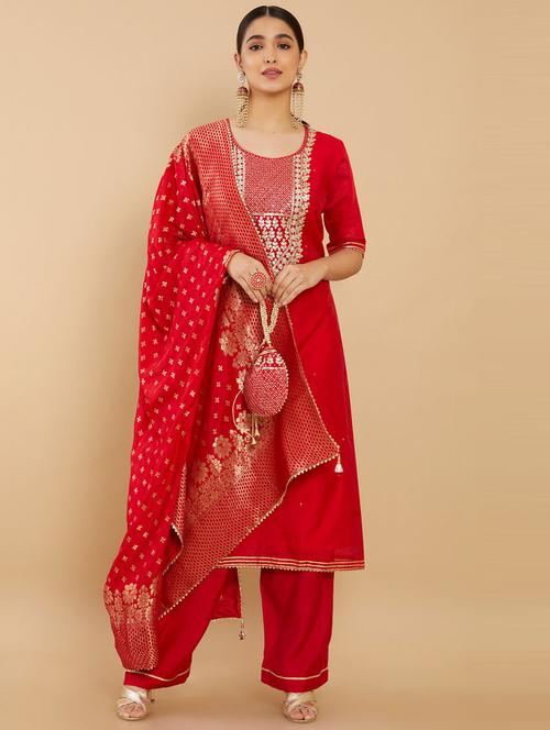 embroidered unstitched suit set - 18826879 - Very Small Image - 1