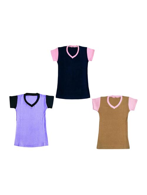 v neck solid regular combo top - 18832185 - Very Small Image - 1