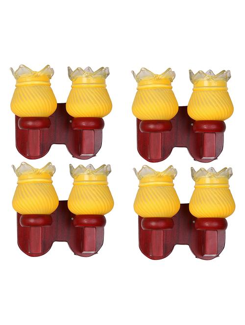 led compactable wood & glass wall lamp light - ba1, pack of 4 - 18835726 - Very Small Image - 1