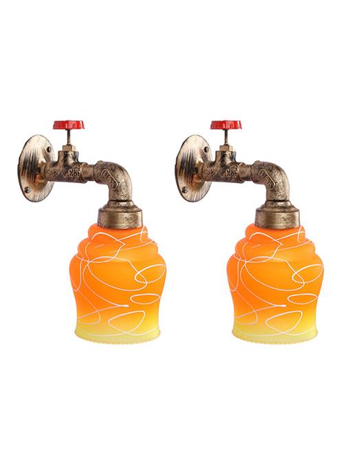 vintage tap wall fitting fixture light with colorful decorative glass shade, e27, metal, glass - 18836100 - Very Small Image - 1