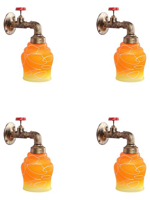 vintage tap wall fitting fixture light with colorful decorative glass shade, e27, metal, glass - 18836101 - Very Small Image - 1