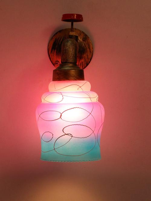 vintage tap wall fitting fixture light with colorful decorative glass shade, e27, metal, glass - 18836102 - Very Small Image - 1