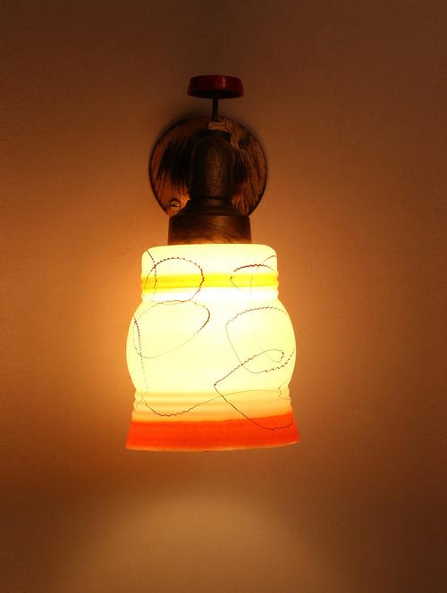 vintage tap wall fitting fixture light with colorful decorative glass shade, e27, metal, glass - 18836105 - Very Small Image - 1