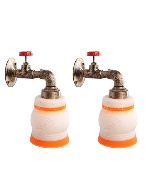 vintage tap wall fitting fixture light with colorful decorative glass shade, e27, metal, glass - 18836106 - Very Small Image - 1