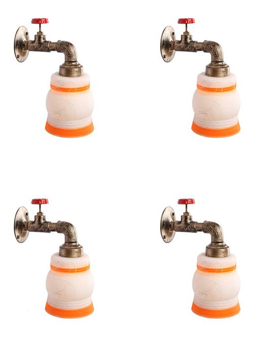vintage tap wall fitting fixture light with colorful decorative glass shade, e27, metal, glass - 18836107 - Very Small Image - 1