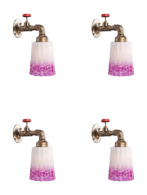 vintage tap wall fitting fixture light with colorful decorative glass shade, e27, metal, glass - 18836110 - Very Small Image - 1