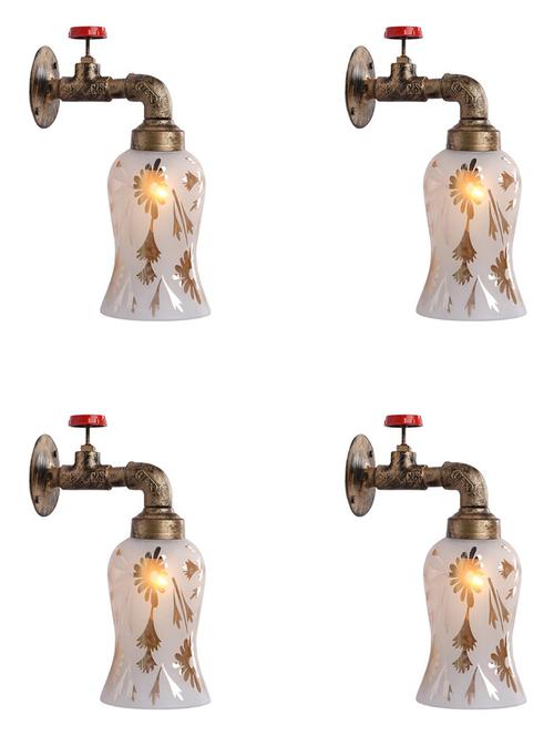 vintage tap wall fitting fixture light with colorful decorative glass shade, e27, metal, glass - 18836119 - Very Small Image - 1