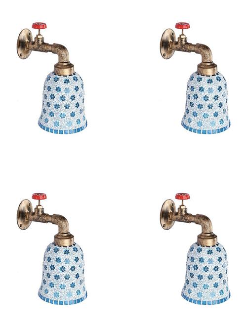 vintage tap wall fitting fixture light with colorful decorative glass shade, e27, metal, glass - 18836122 - Very Small Image - 1