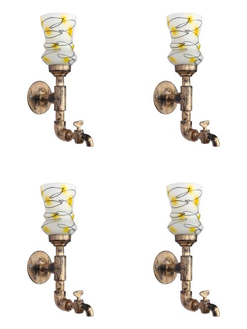 vintage tap wall fitting fixture light with colorful decorative glass shade, e27, metal, glass - 18836128 - Very Small Image - 1