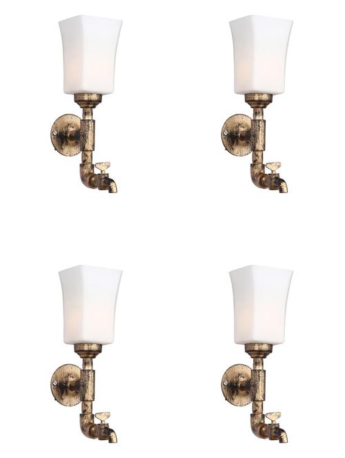 vintage tap wall fitting fixture light with colorful decorative glass shade, e27, metal, glass - 18836137 - Very Small Image - 1