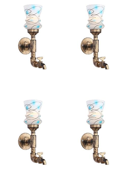 vintage tap wall fitting fixture light with colorful decorative glass shade, e27, metal, glass - 18836143 - Very Small Image - 1