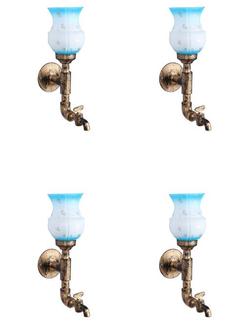 vintage tap wall fitting fixture light with colorful decorative glass shade, e27, metal, glass - 18836146 - Very Small Image - 1