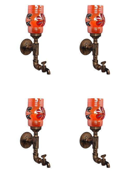 vintage tap wall fitting fixture light with colorful decorative glass shade, e27, metal, glass - 18836152 - Very Small Image - 1