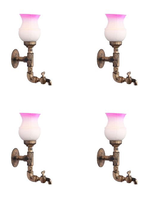 vintage tap wall fitting fixture light with colorful decorative glass shade, e27, metal, glass - 18836155 - Very Small Image - 1
