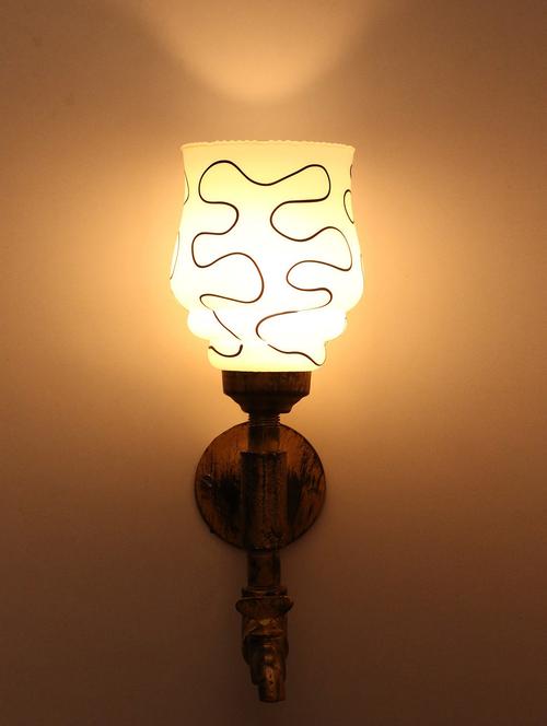 vintage tap wall fitting fixture light with colorful decorative glass shade, e27, metal, glass - 18836160 - Very Small Image - 1