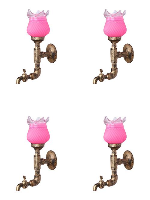 vintage tap wall fitting fixture light with colorful decorative glass shade, e27, metal, glass - 18836164 - Very Small Image - 1