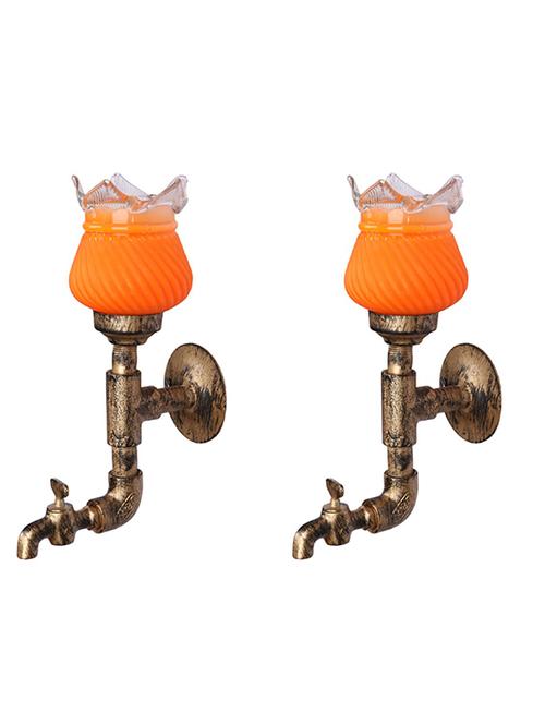 vintage tap wall fitting fixture light with colorful decorative glass shade, e27, metal, glass - 18836166 - Very Small Image - 1