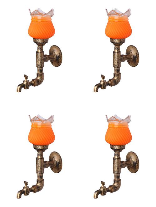 vintage tap wall fitting fixture light with colorful decorative glass shade, e27, metal, glass - 18836167 - Very Small Image - 1