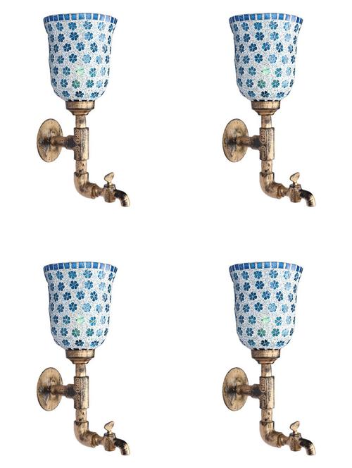 vintage tap wall fitting fixture light with colorful decorative glass shade, e27, metal, glass - 18836176 - Very Small Image - 1