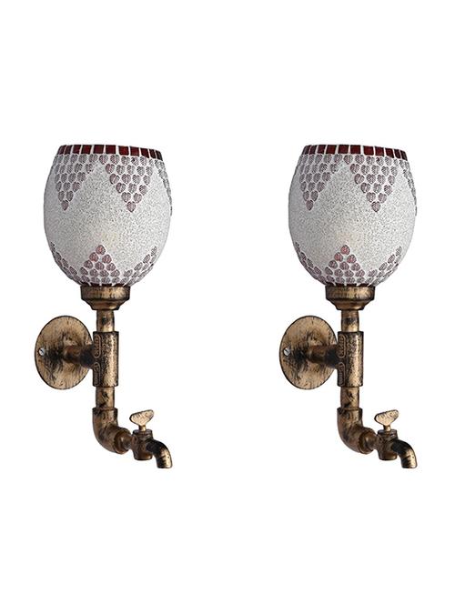 vintage tap wall fitting fixture light with colorful decorative glass shade, e27, metal, glass - 18836178 - Very Small Image - 1