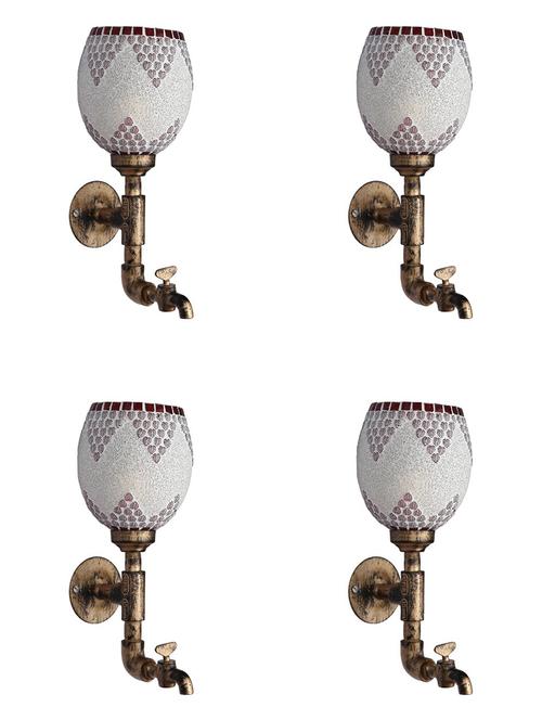 vintage tap wall fitting fixture light with colorful decorative glass shade, e27, metal, glass - 18836179 - Very Small Image - 1