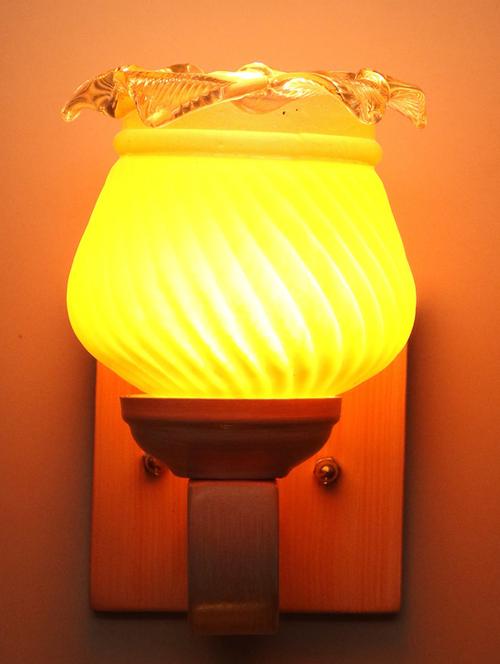 led sconce glass wall lamp with stylish wood fitting bx35 - 18836768 - Very Small Image - 1
