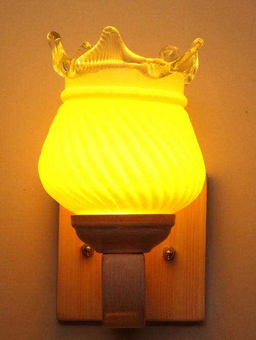 led sconce glass wall lamp/light with wood fitting, 7 watt (set of 2)-df53 - 18836775 - Very Small Image - 1