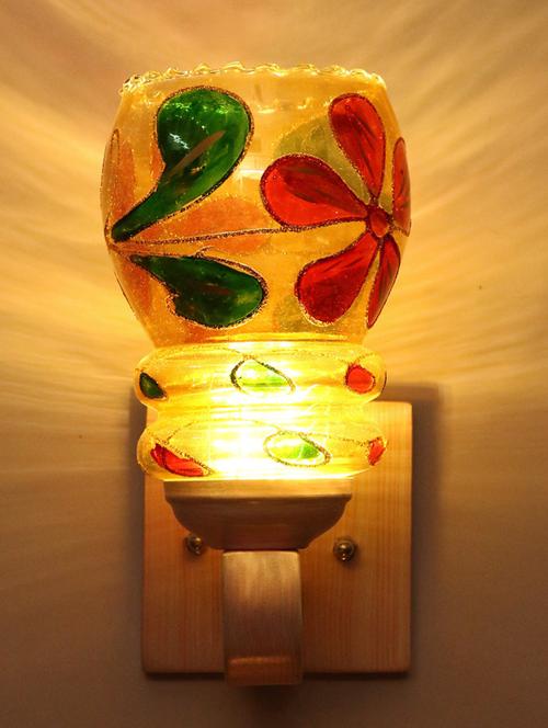 led sconce glass wall lamp/light with stylish wood fitting, 7 watt (set of 2)-df55 - 18836781 - Very Small Image - 1