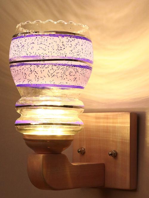 led sconce glass wall lamp with stylish wood fitting bx42 - 18836789 - Very Small Image - 1