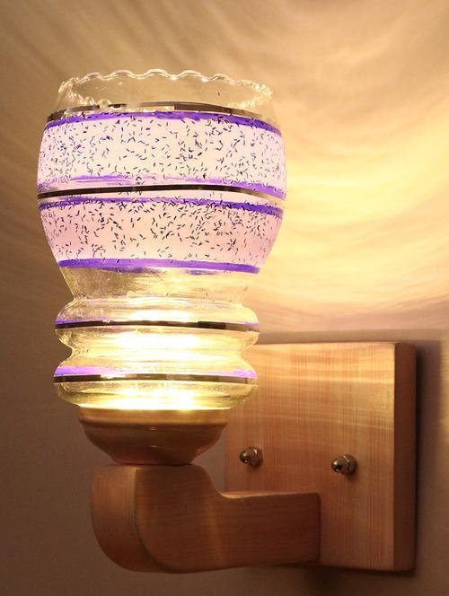 led sconce glass wall lamp/light with stylish wood fitting, 7 watt (set of 2)-df58 - 18836790 - Very Small Image - 1