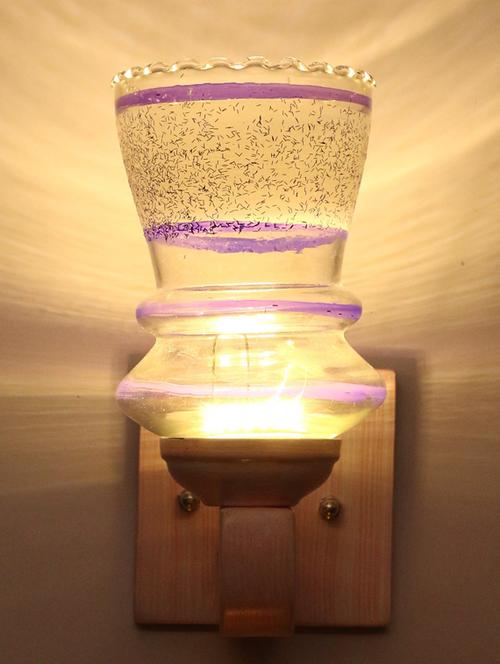 led sconce glass wall lamp with stylish wood fitting bx43 - 18836792 - Very Small Image - 1