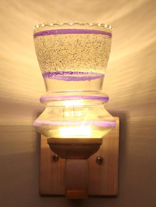 led sconce glass wall lamp/light with stylish wood fitting, 7 watt (set of 2)-df59 - 18836793 - Very Small Image - 1