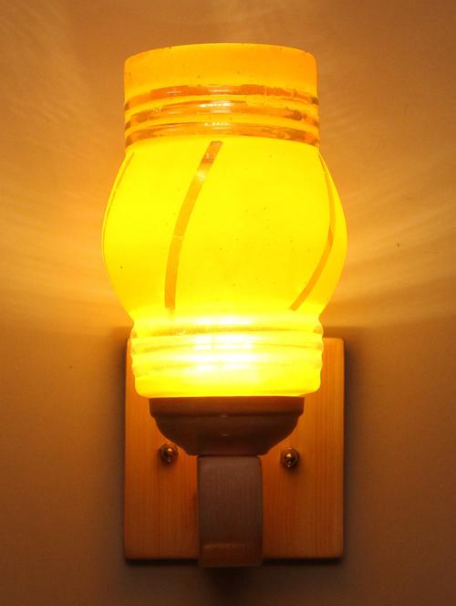 led sconce glass wall lamp/light with stylish wood fitting, 7 watt (set of 2)-df62 - 18836802 - Very Small Image - 1