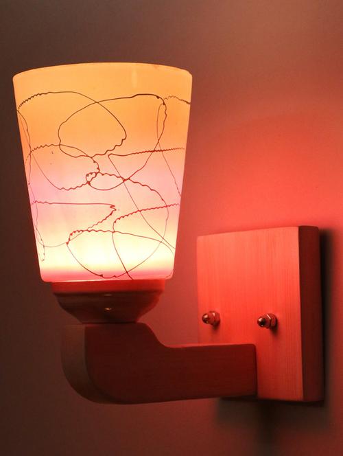 led sconce glass wall lamp with stylish wood fitting bx48 - 18836807 - Very Small Image - 1