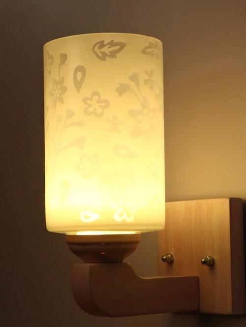 led sconce glass wall lamp/light with stylish wood fitting, 7 watt (set of 2)-df68 - 18836820 - Very Small Image - 1