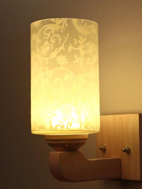 led sconce glass wall lamp/light with stylish wood fitting, 7 watt (set of 2)-df69 - 18836823 - Very Small Image - 1