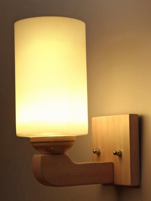 led sconce glass wall lamp with stylish wood fitting bx54 - 18836825 - Very Small Image - 1